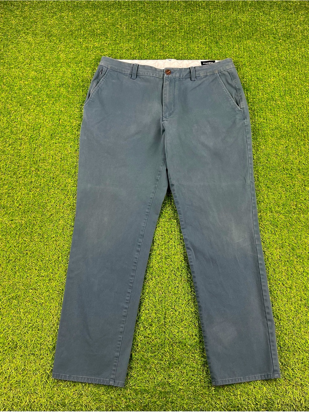 Bonobos Mens Athletic Fit Blue Chino Trousers Straight Leg Stretch Size 36x32